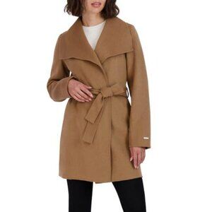 Tahari Ella Tie Belt Wool Blend Coat